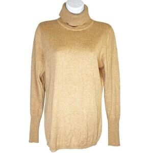 Worthington Ribbed Knit Turtleneck Light Brown Women's Soft Sweater Medium‎